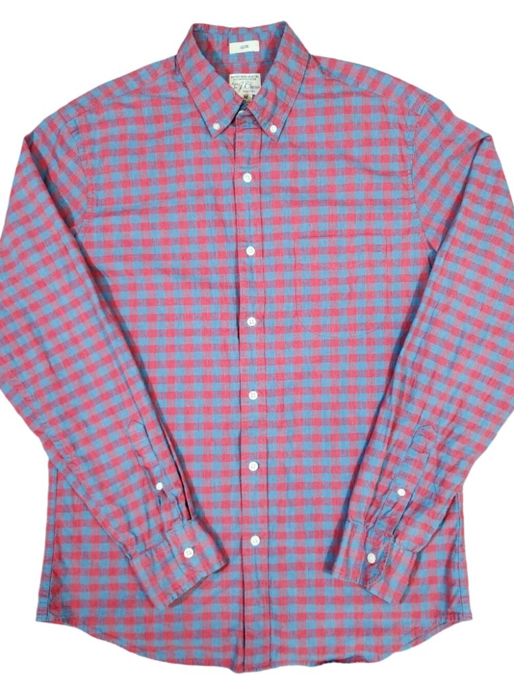 J Crew Red Blue Gingham Button Down Shirt M Slim